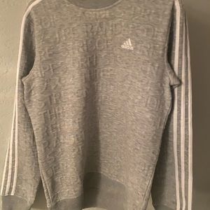 Adidas crew neck with lettering design, size small, perfect condition